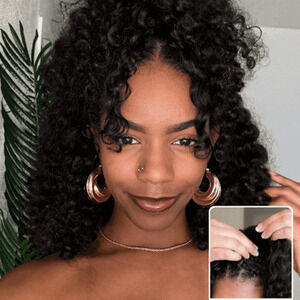 UNice InvisiBlend™ V part Jerry Curly Wig With Invisi Drawstring 100% Human Hai…
